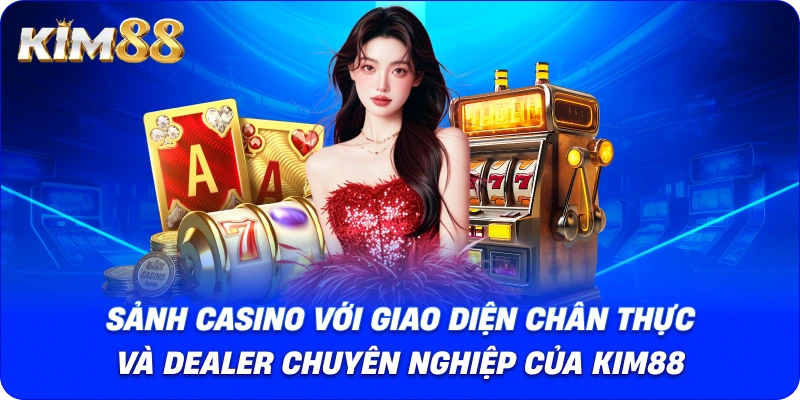 Sảnh casino với giao diện chân thực và dealer chuyên nghiệp của KIM88.